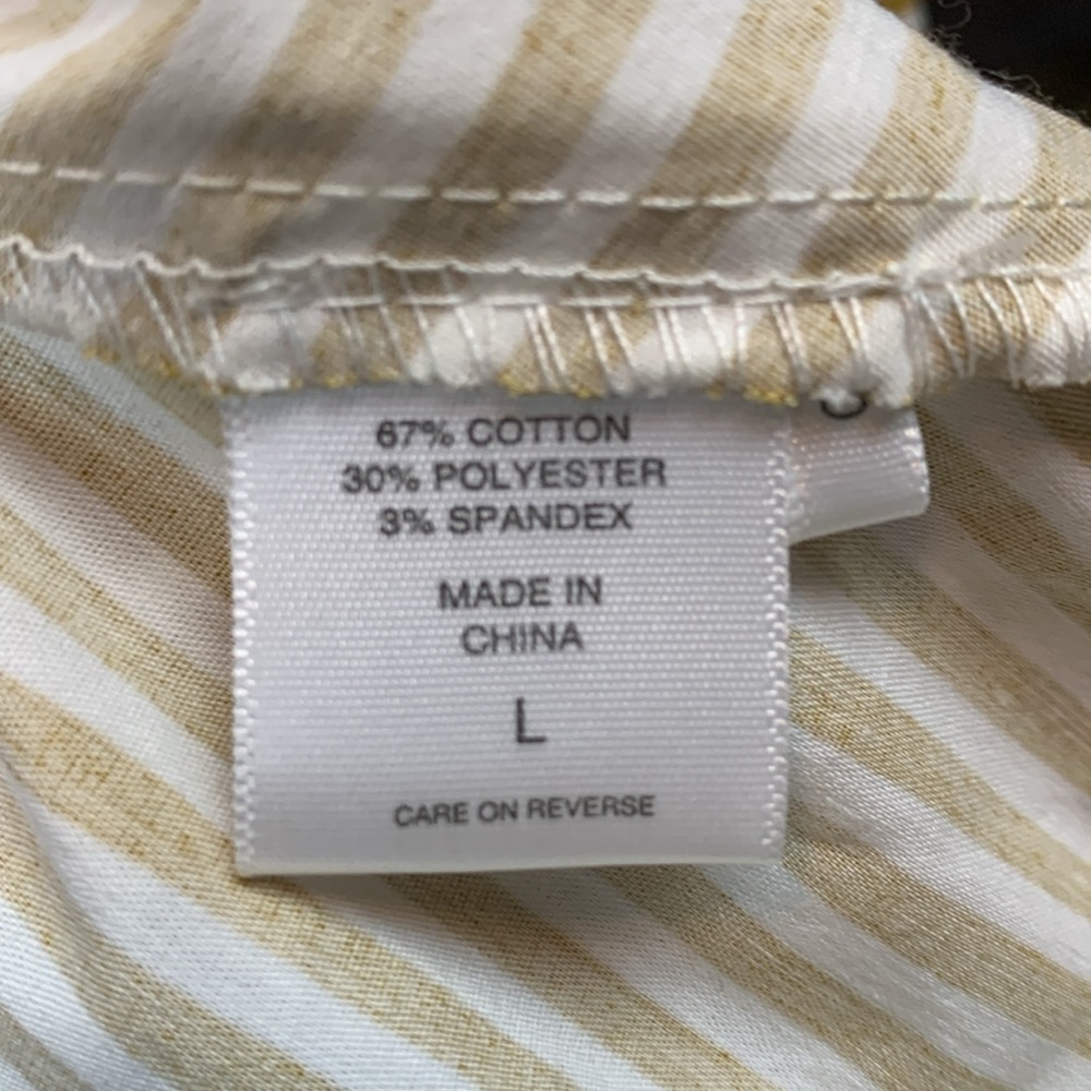 New York & Company khaki Brown Striped Button-Up Top - Picture 7 of 10